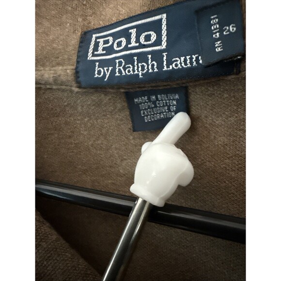 Polo Ralph Lauren Mens Polo Shirt Brown 2XB Cotton 2 Button Long Sleeve Pony - Picture 4 of 7